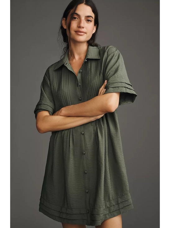 Anthropologie Dresses & Skirts - NWT Anthropologie Pilcro Short Sleeve Pintuck Tunic Shirt Dress Green